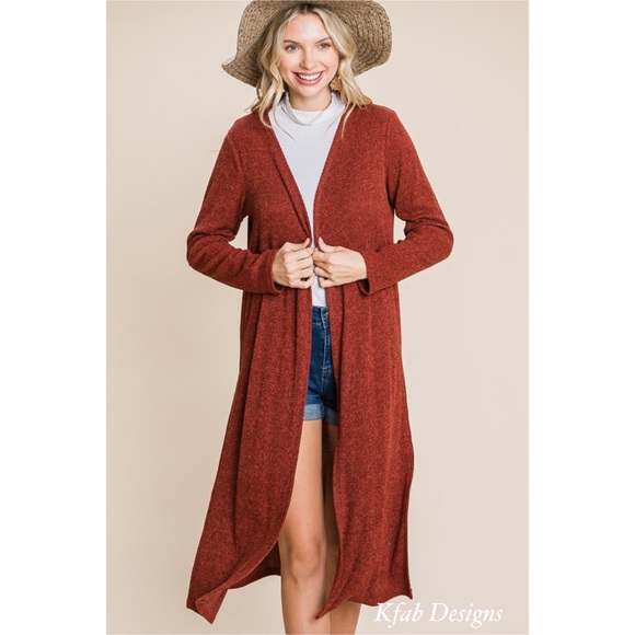 ❤️LAST ONE! Soft Longline Open Pumpkin Spice Cardigan with Side Slits! - Picture 7 of 8